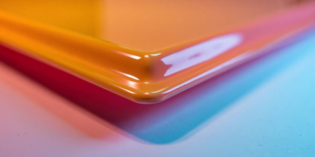 Glossy polyether sulfone coated surface with vibrant color.